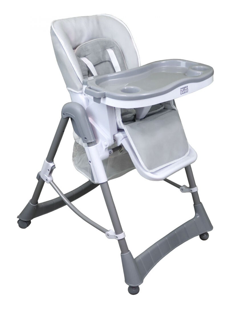 Chaise haute bébé pliable réglable hauteur dossier tablette -  Ptit - Perle - Monsieur Bébé Gris - Kiabi