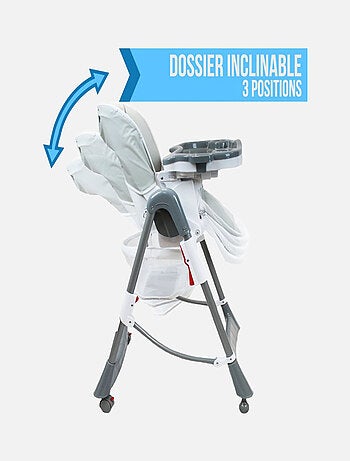 Chaise haute bébé pliable réglable hauteur dossier tablette - Ptit - Stella - Monsieur Bébé