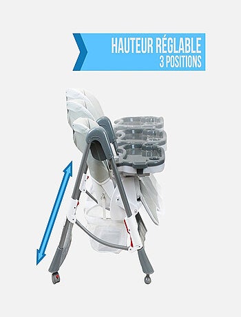 Chaise haute bébé pliable réglable hauteur dossier tablette - Ptit - Stella - Monsieur Bébé