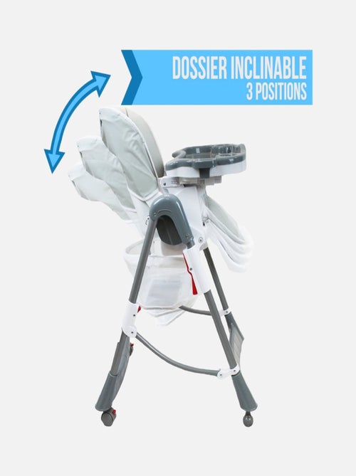 Chaise haute bébé pliable réglable hauteur dossier tablette -  Ptit - Perle - Monsieur Bébé - Kiabi