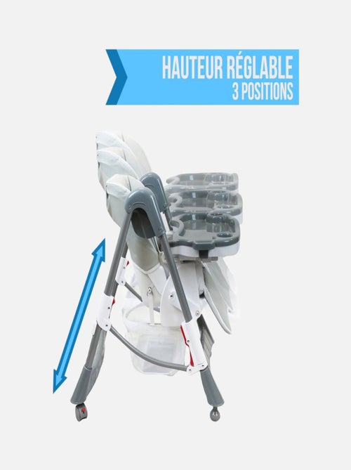 Chaise haute bébé pliable réglable hauteur dossier tablette -  Ptit - Perle - Monsieur Bébé - Kiabi