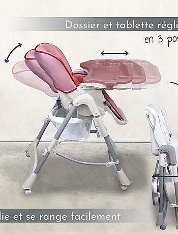 Chaise haute bébé pliable réglable hauteur dossier tablette - Ptit - Stella - Monsieur Bébé