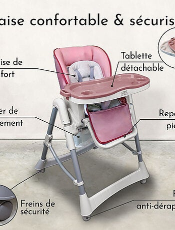 Chaise haute bébé pliable réglable hauteur dossier tablette - Ptit - Stella - Monsieur Bébé