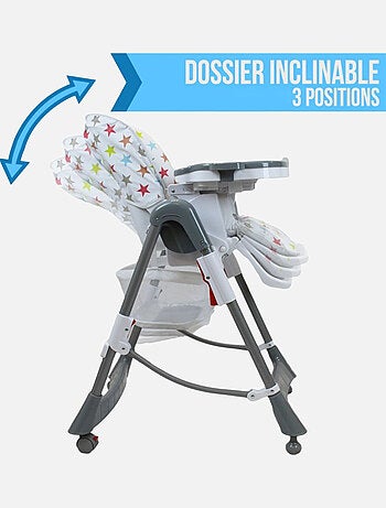 Chaise haute bébé pliable réglable hauteur dossier tablette - Ptit - Stella - Monsieur Bébé