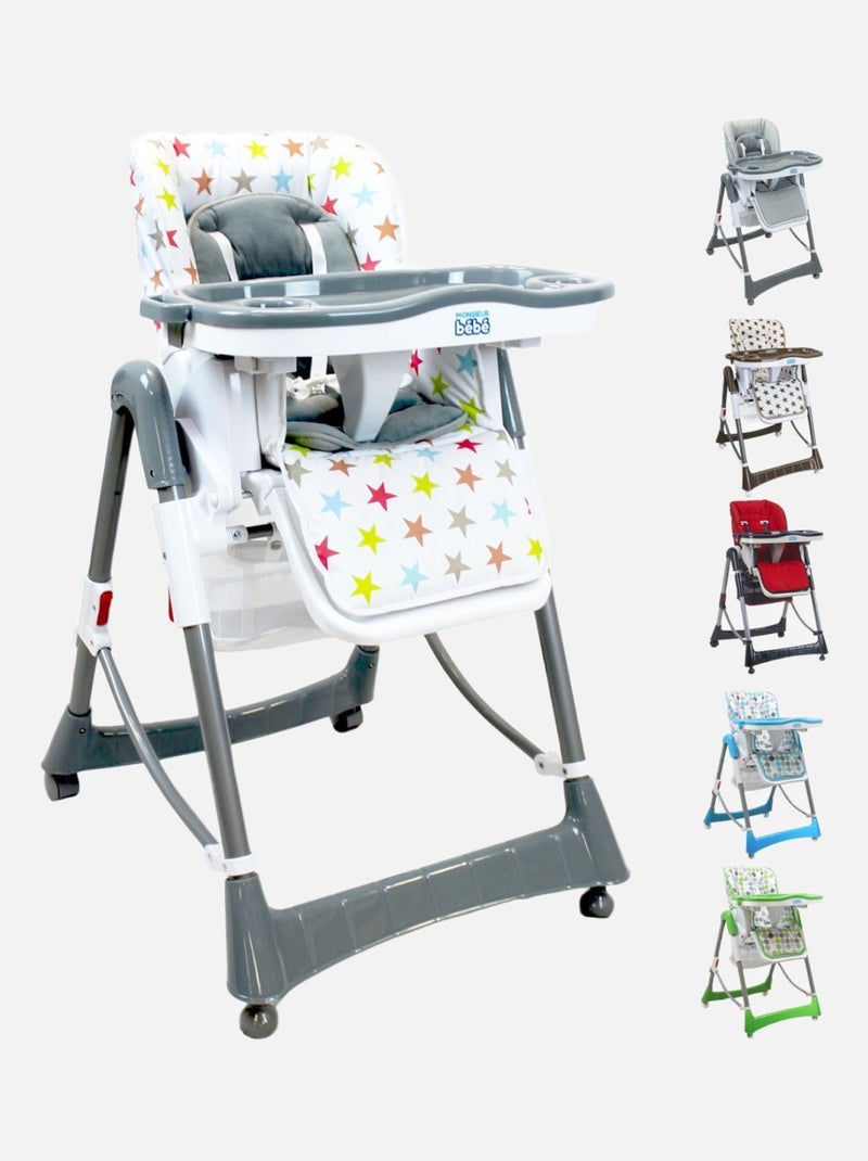 Chaise haute bébé pliable réglable hauteur dossier tablette -  Ptit - Stella - Monsieur Bébé Multicolore - Kiabi