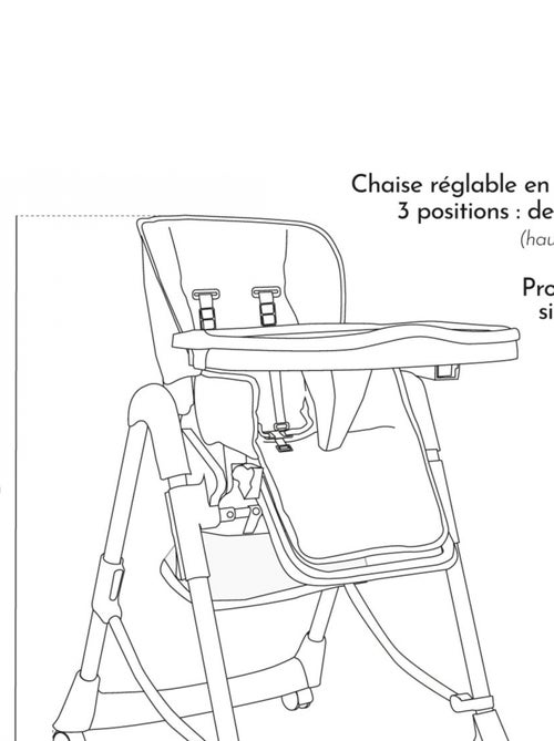 Chaise haute bébé pliable réglable hauteur dossier tablette - Ptit - Stella - Monsieur Bébé - Kiabi Chaise haute bébé pliable réglable hauteur dossier tablette - Ptit - Stella - Monsieur Bébé - Kiabi