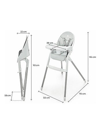 Chaise haute bebe pliante avec ceinture 5 points
