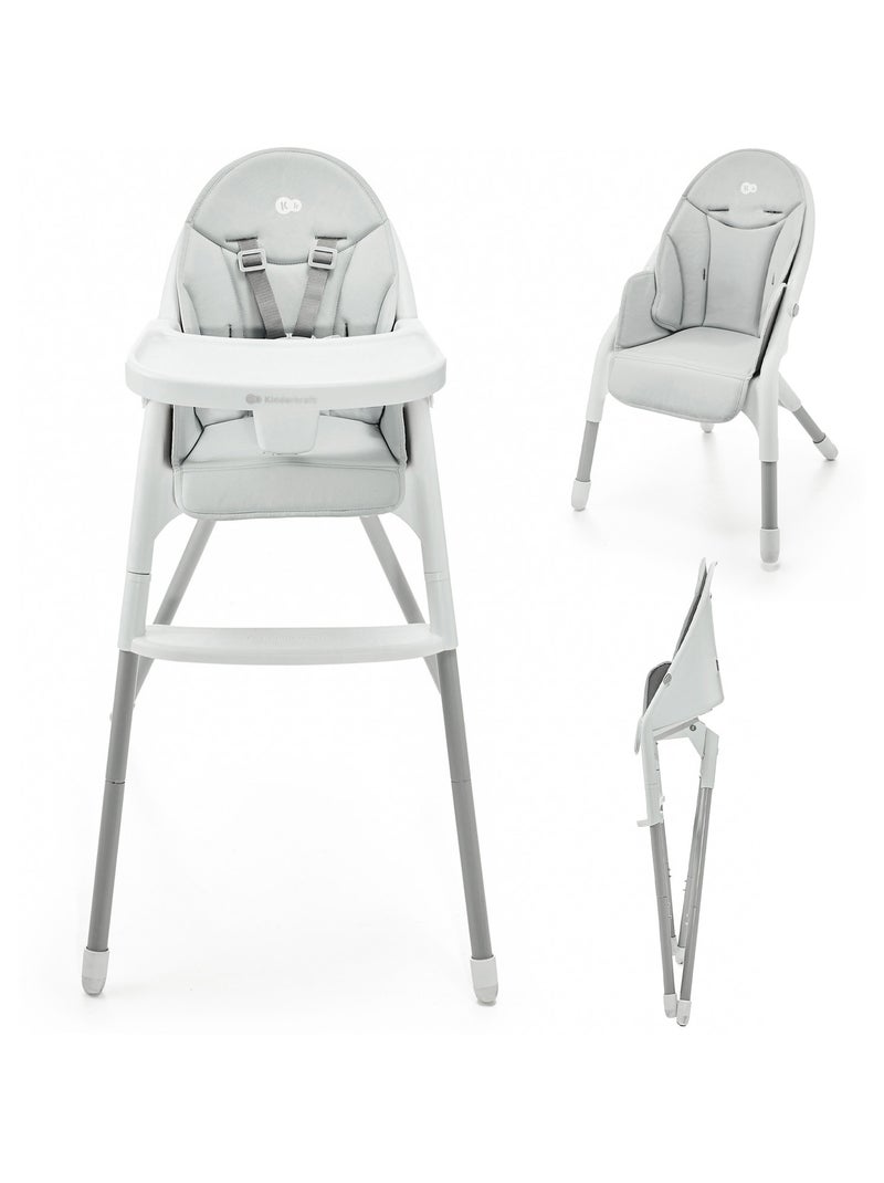 Chaise haute bebe pliante avec ceinture 5 points Gris - Kiabi