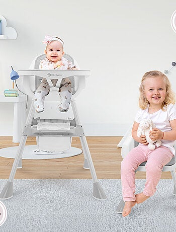 Chaise Haute Bébé Réglable, Chaise Enfant - Plateau Double - Coussin Similicuir
