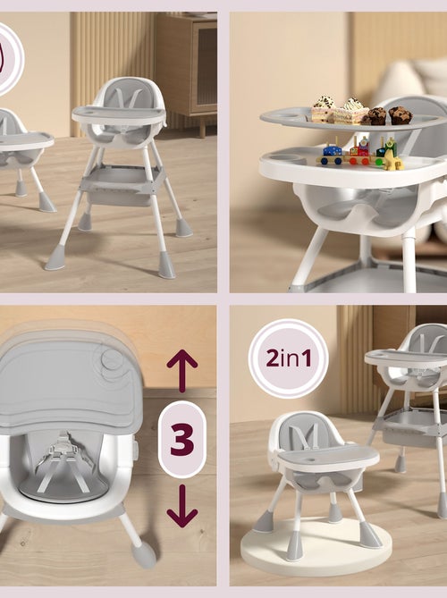 Chaise Haute Bébé Réglable, Chaise Enfant - Plateau Double - Coussin Similicuir - Kiabi Chaise Haute Bébé Réglable, Chaise Enfant - Plateau Double - Coussin Similicuir - Kiabi