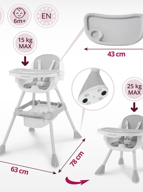 Chaise Haute Bébé Réglable, Chaise Enfant - Plateau Double - Coussin Similicuir - Kiabi Chaise Haute Bébé Réglable, Chaise Enfant - Plateau Double - Coussin Similicuir - Kiabi