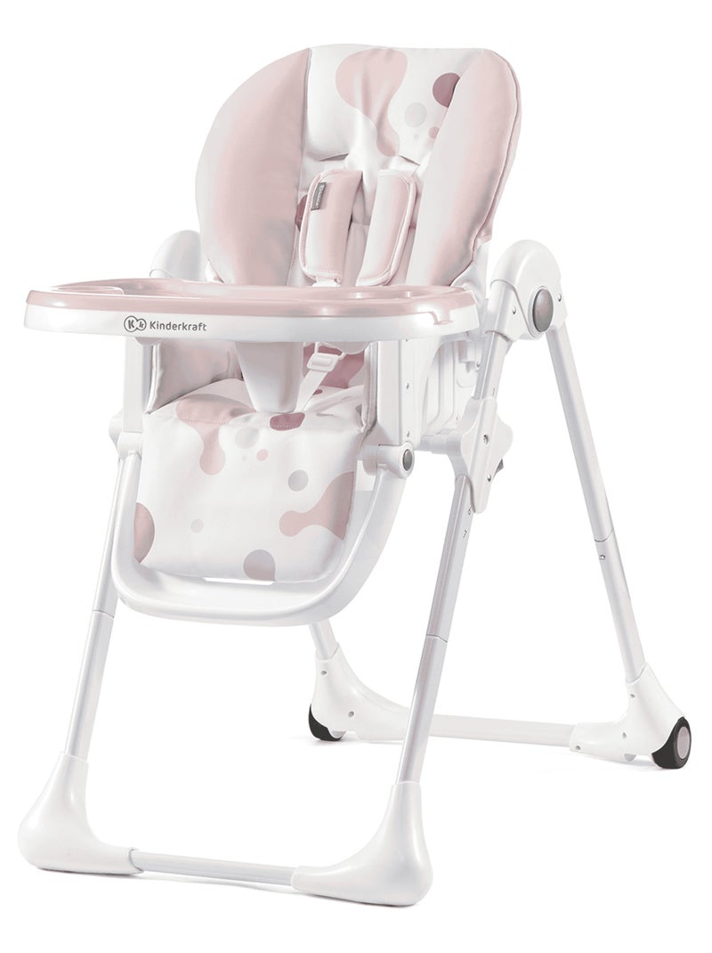 Chaise haute bébé réglable et pliable avec plateau amovible Rose - Kiabi