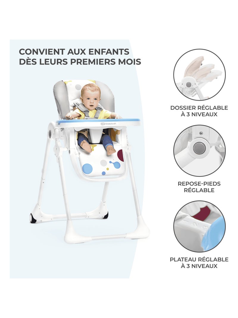 Chaise haute bébé réglable et pliable avec plateau amovible Rose - Kiabi