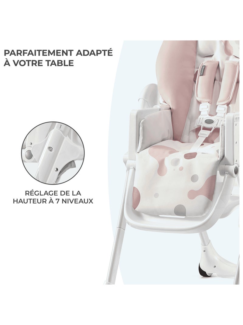 Chaise haute bébé réglable et pliable avec plateau amovible Rose - Kiabi