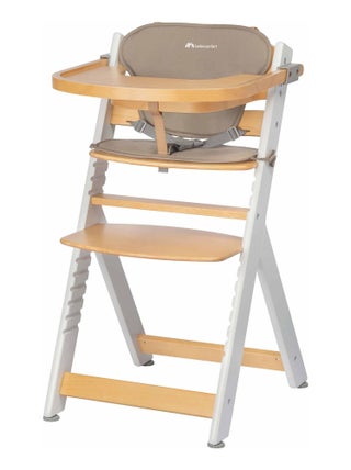 Chaise haute bébé Timba, avec coussin et tablette repas