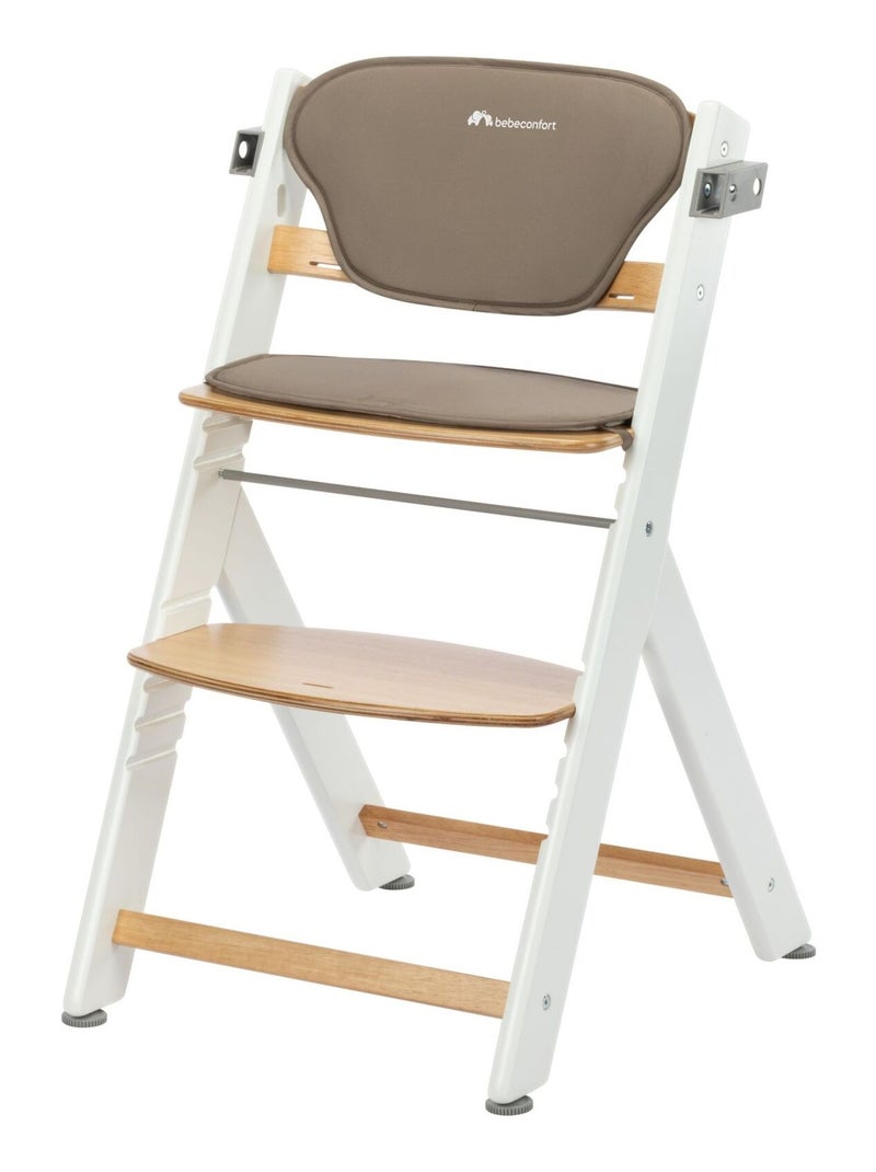 Chaise haute bébé Timba, avec coussin et tablette repas Blanc Marron Blanc - Kiabi