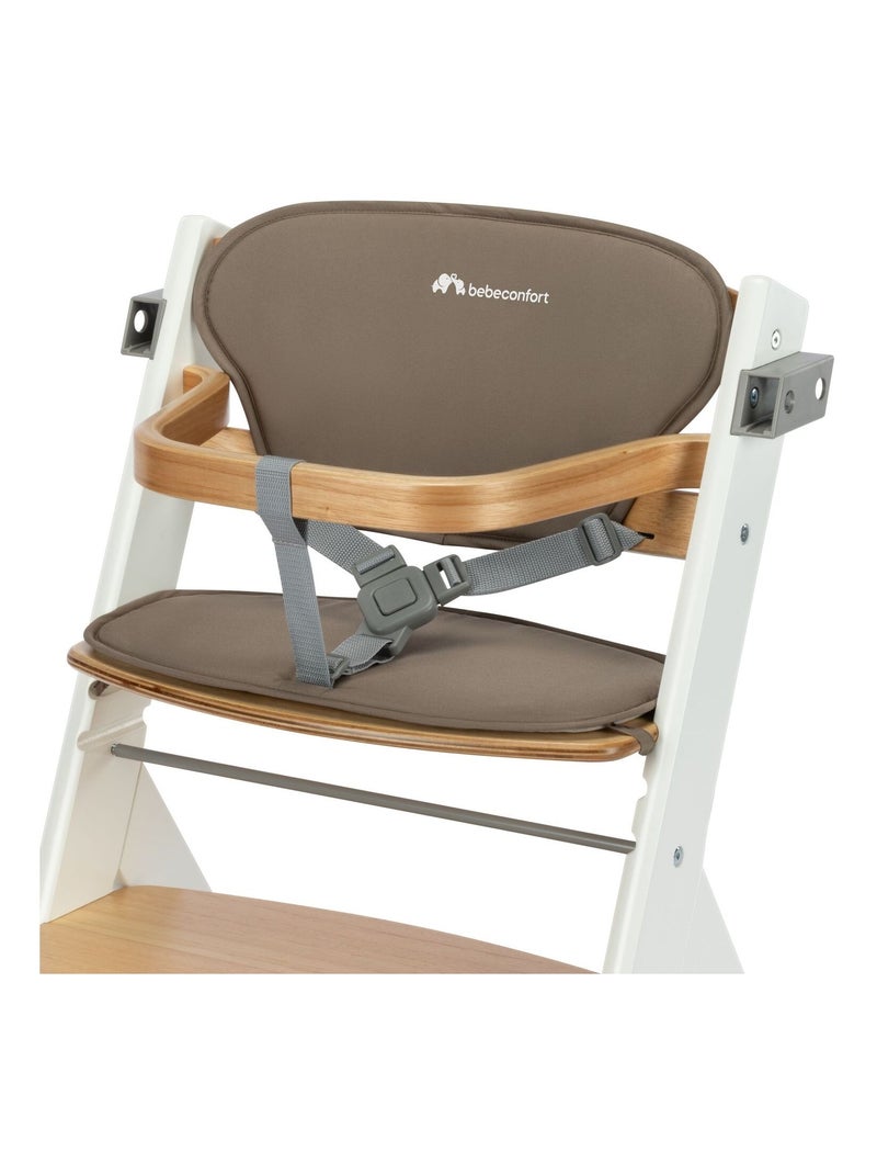 Chaise haute bébé Timba, avec coussin et tablette repas Blanc Marron Blanc - Kiabi