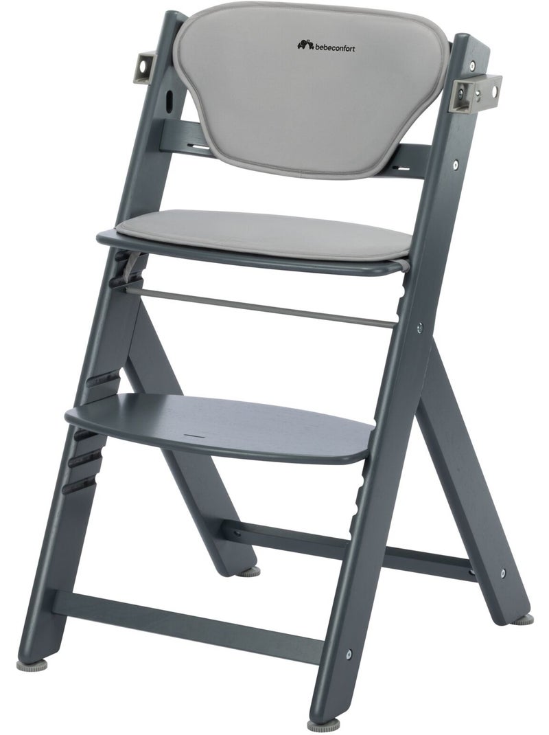 Chaise haute bébé Timba, avec coussin et tablette repas Gris Gris Gris - Kiabi
