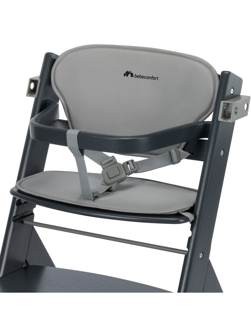 Chaise haute bébé Timba, avec coussin et tablette repas Gris Gris - Kiabi