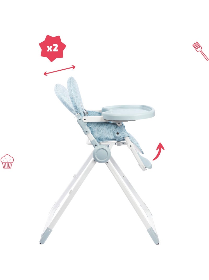 Chaise haute bébé ultra compacte dossier et tablette ajustables 'Badabulle' Bleu - Kiabi