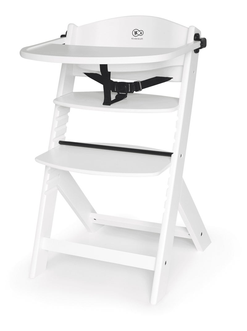 Chaise haute bois 3 en 1 réglable avec harnais de sécurité Blanc Blanc - Kiabi