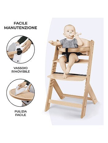 Chaise haute bois 3en1 réglable harnais