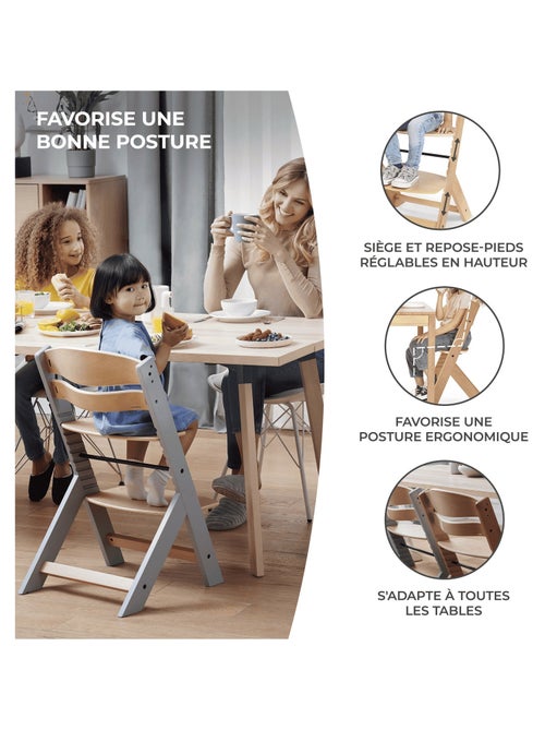 Chaise haute bois 3en1 réglable harnais - Kiabi