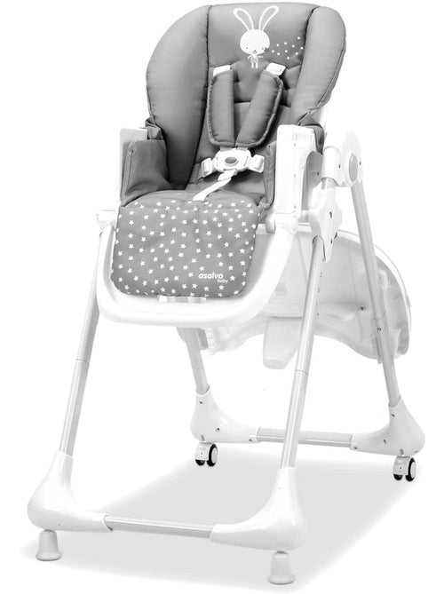 Chaise haute Bunny grise à roulettes Asalvo - Kiabi