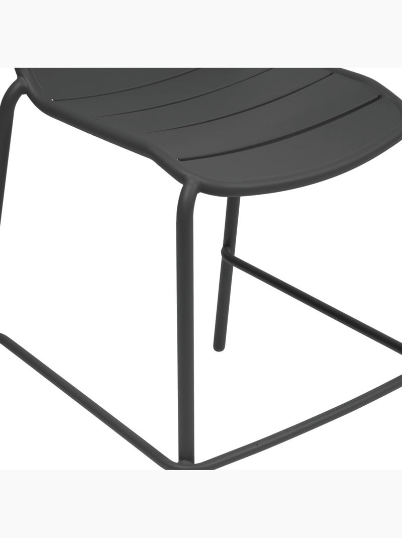 Chaise haute de jardin empilable en acier avec repose-pieds ALEGORIA gris anthracite - Kiabi