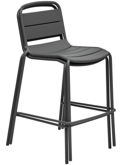 Chaise haute de jardin empilable en acier avec repose-pieds ALEGORIA - Kiabi