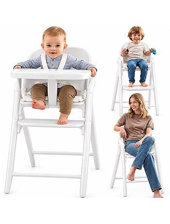 Chaise haute en bois 3en1 lionelo celia - jusqu'à 110kg - réglage d'une seule main - evolutive