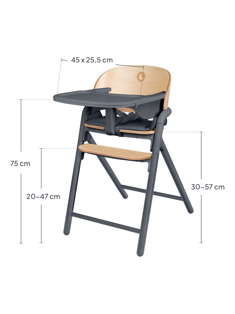 Chaise haute en bois 3en1 LIONELO Celia - Jusqu'à 110kg - Réglage d'une seule main - Evolutive Gris - Kiabi