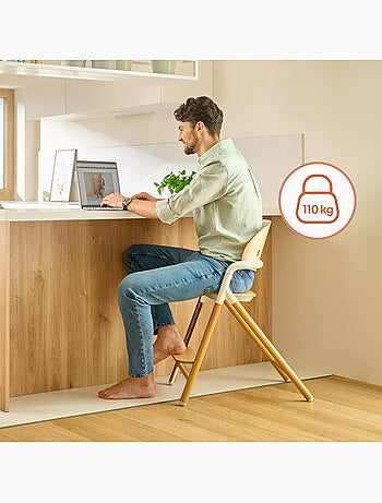 Chaise haute en bois 3en1 LIONELO Celia - Jusqu'à 110kg - Réglage d'une seule main - Evolutive