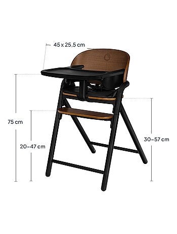Chaise haute en bois 3en1 LIONELO Celia - Jusqu'à 110kg - Réglage d'une seule main - Evolutive