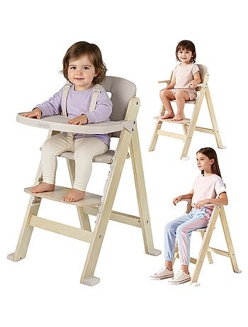 Chaise haute en bois 3en1 LIONELO Floris - Coussins - Evolutive - Ceinture 5 points - Jusqu'à 40 kg