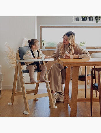 Chaise haute en bois 3en1 LIONELO Floris - Coussins - Evolutive - Ceinture 5 points - Jusqu'à 40 kg