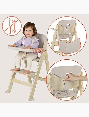Chaise haute en bois 3en1 LIONELO Floris - Coussins - Evolutive - Ceinture 5 points - Jusqu'à 40 kg