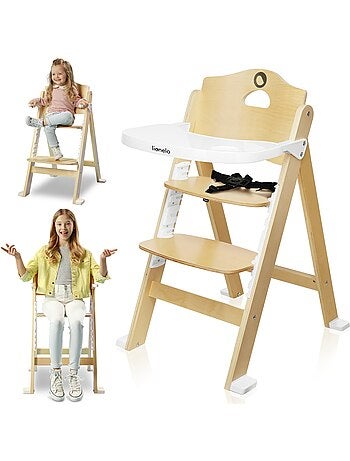 Chaise haute en bois 3en1 LIONELO Floris - Coussins - Evolutive - Ceinture 5 points - Jusqu'à 40 kg