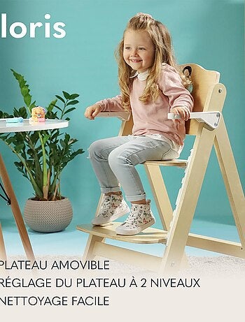 Chaise haute en bois 3en1 LIONELO Floris - Coussins - Evolutive - Ceinture 5 points - Jusqu'à 40 kg