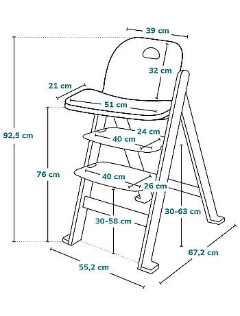 Chaise haute en bois 3en1 LIONELO Floris - Coussins - Evolutive - Ceinture 5 points - Jusqu'à 40 kg
