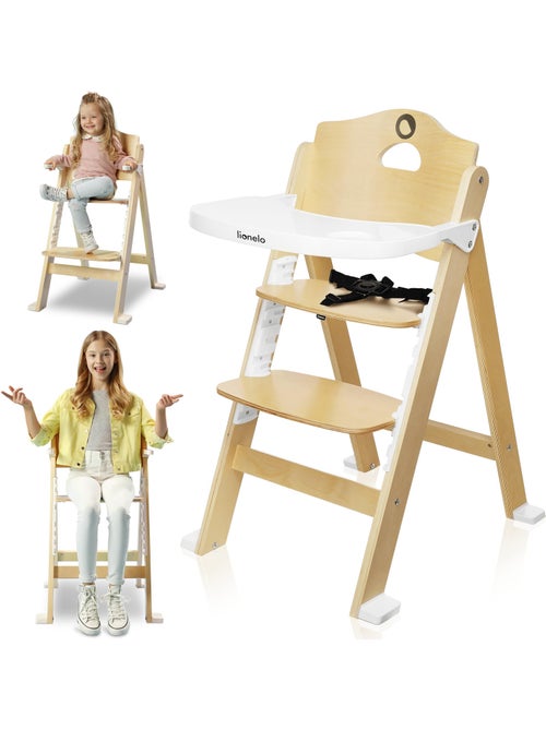 Chaise haute en bois 3en1 LIONELO Floris - Evolutive - Ceinture 5 points - Jusqu'à 40 kg - Kiabi Chaise haute en bois 3en1 LIONELO Floris - Evolutive - Ceinture 5 points - Jusqu'à 40 kg - Kiabi