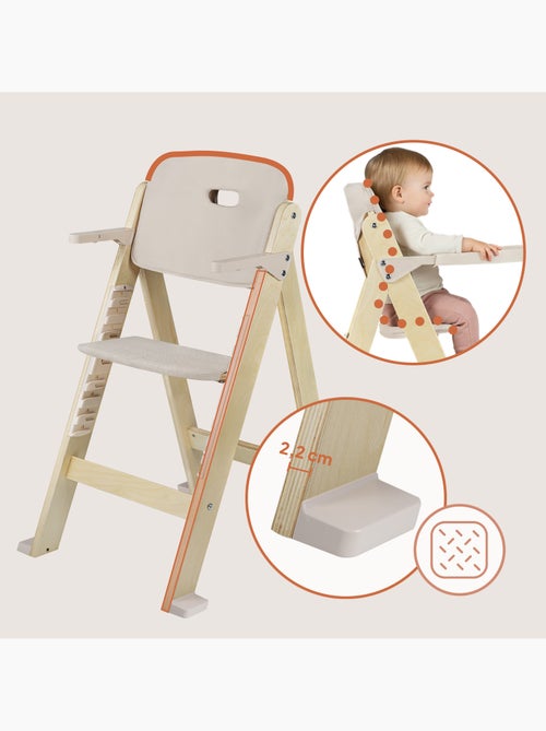 Chaise haute en bois 3en1 LIONELO Floris - Evolutive - Ceinture 5 points - Jusqu'à 40 kg - Kiabi Chaise haute en bois 3en1 LIONELO Floris - Evolutive - Ceinture 5 points - Jusqu'à 40 kg - Kiabi
