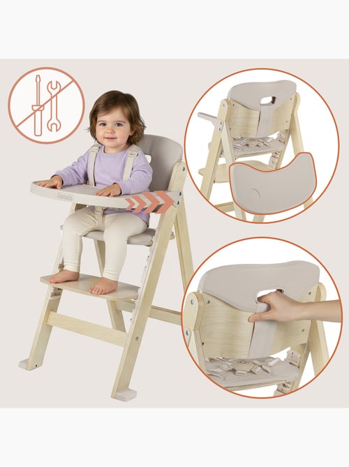 Chaise haute en bois 3en1 LIONELO Floris - Evolutive - Ceinture 5 points - Jusqu'à 40 kg - Kiabi Chaise haute en bois 3en1 LIONELO Floris - Evolutive - Ceinture 5 points - Jusqu'à 40 kg - Kiabi