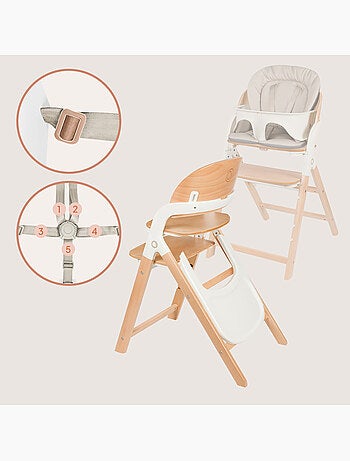 Chaise haute en bois 3en1 LIONELO Megan - Jusqu'à 110kg - Evolutive - Plateau amovible