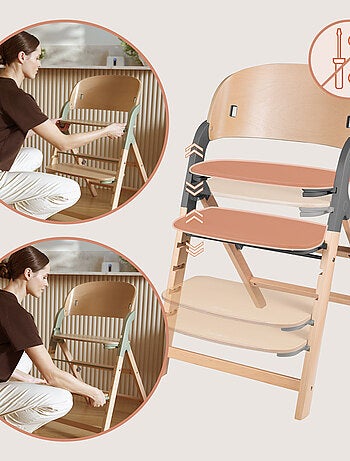 Chaise haute en bois 3en1 LIONELO Megan - Jusqu'à 110kg - Evolutive - Plateau amovible