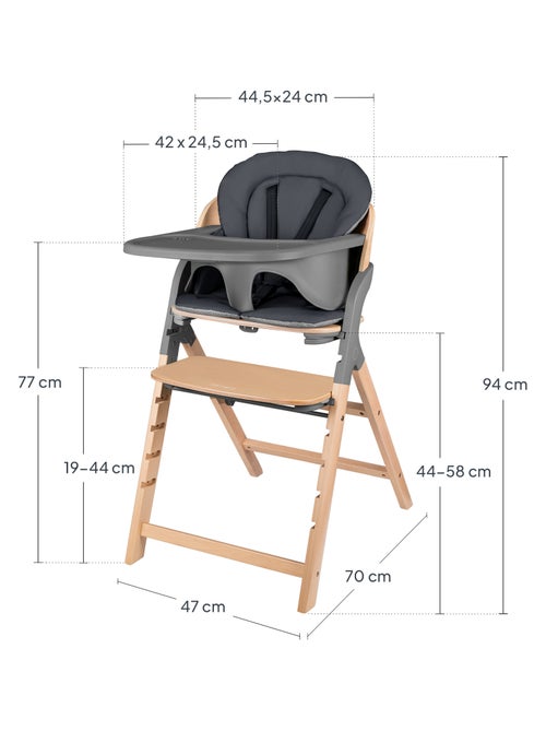 Chaise haute en bois 3en1 LIONELO Megan - Jusqu'à 110kg - Evolutive - Plateau amovible - Kiabi Chaise haute en bois 3en1 LIONELO Megan - Jusqu'à 110kg - Evolutive - Plateau amovible - Kiabi