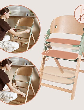Chaise haute en bois 3en1 LIONELO Megan - Jusqu'à 110kg - Evolutive - Plateau amovible