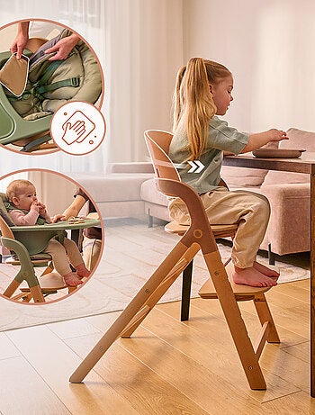 Chaise haute en bois 3en1 LIONELO Megan - Jusqu'à 110kg - Evolutive - Plateau amovible