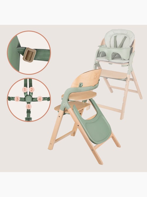 Chaise haute en bois 3en1 LIONELO Megan - Jusqu'à 110kg - Evolutive - Plateau amovible - Kiabi