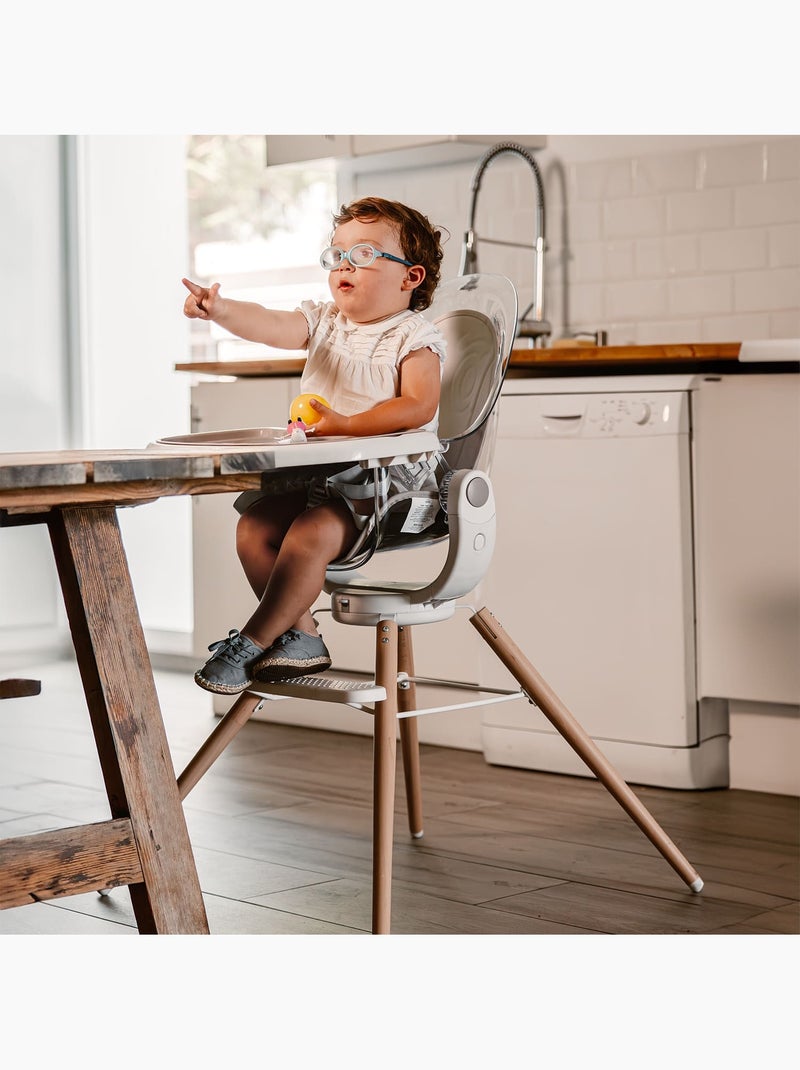 Chaise haute en bois Adriá Asalvo Gris Blanc - Kiabi